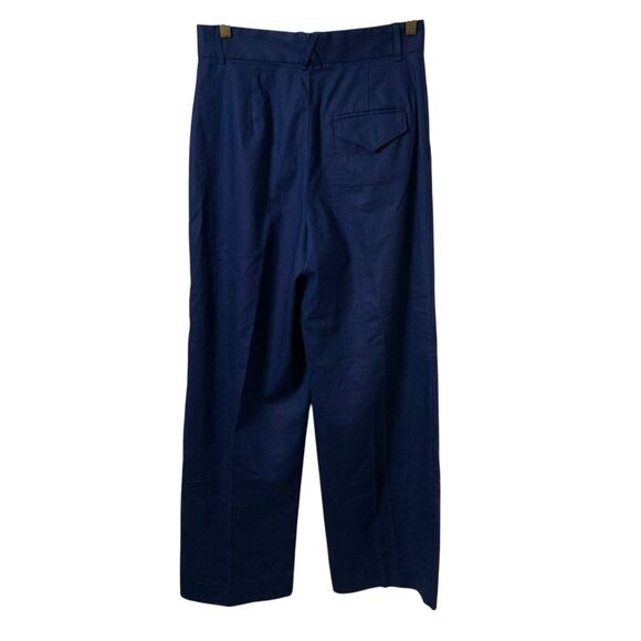 Banana Republic Linen Blend Pant Wide Leg Pleated Navy High-Rise Size 6 Petite - Picture 6 of 12